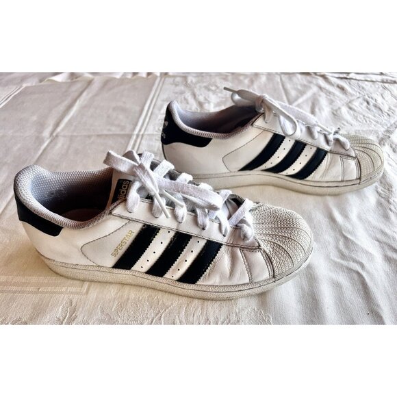 Adidas Superstar Sneakers Women’s Size 5.5 White Black Shoes - Picture 2 of 16